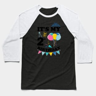 Kids It's My 2nd Birthday Celebrating two Years Baseball T-Shirt